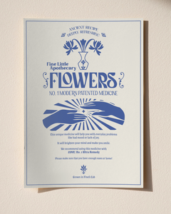 Print s vintage grafickým designem na téma květin a medicíny